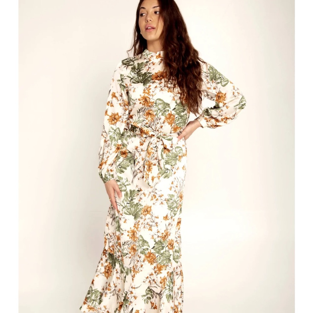 Palm Satin Maxi Dress